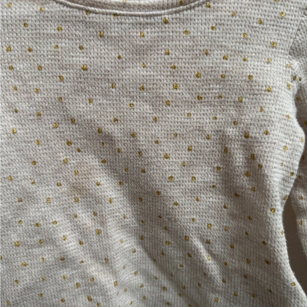 Old Navy 3T Girls Cream & Gold Polka Dot Long Sleeve Top Blouse